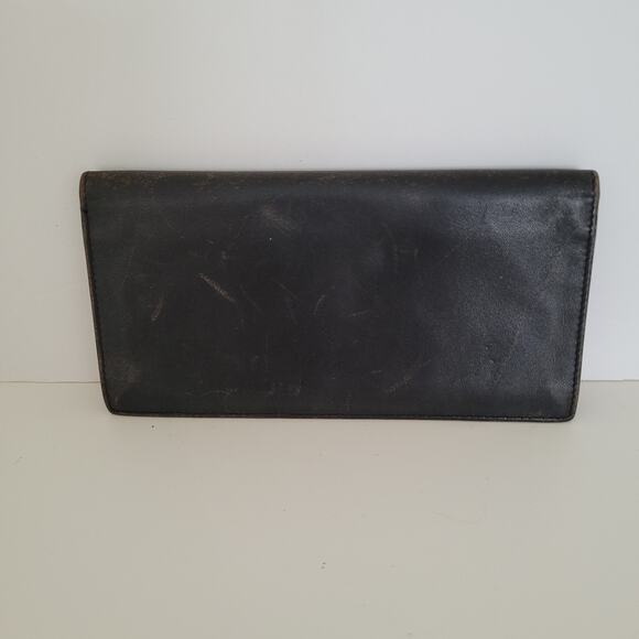 Dunhill Designer Checkbook Card Slim Bill Holder Wallet Black Bifold Leather - Picture 2 of 10